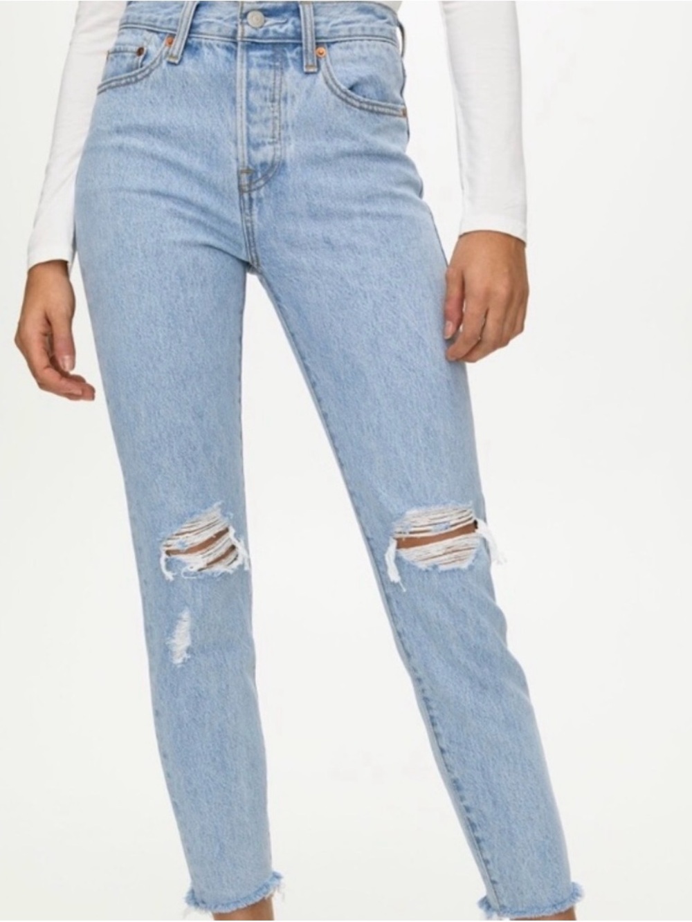 Levi's Light Blue High-Rise Distressed Women’s Jeans - “Wedgie” Cut
